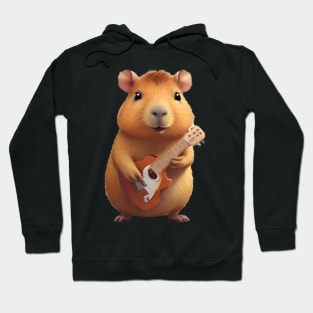 Cute capybara playing the guitar Hoodie